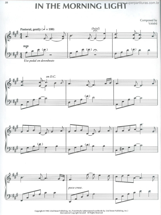 Partitura da música In The Morning Light