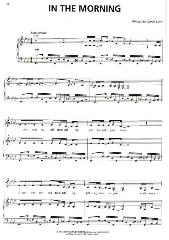 Partitura da música In the Morning