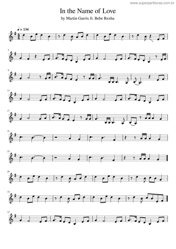 Partitura da música In The Name Of Love – Martin Garrix–Violín