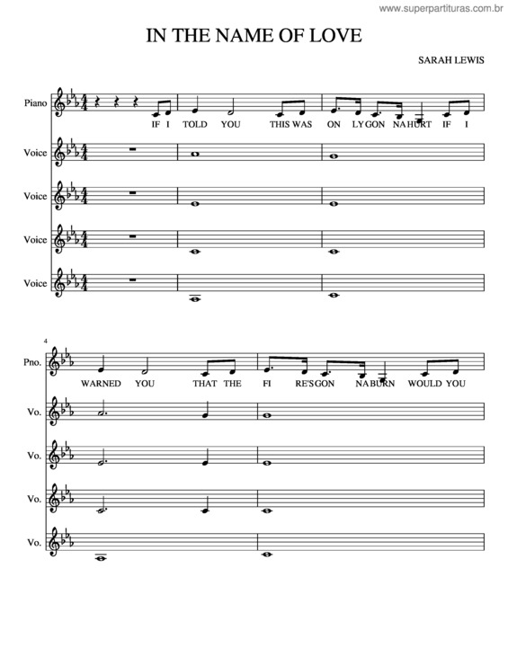 Partitura da música In The Name Of Love v.2