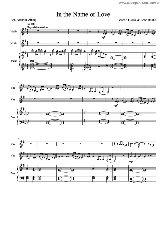 Partitura da música In The Name Of Love v.4