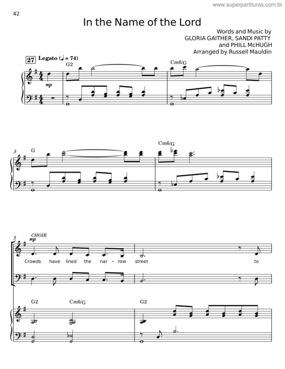 Partitura da música In The Name Of The Lord – Gloria Gaither, Sandi Patty