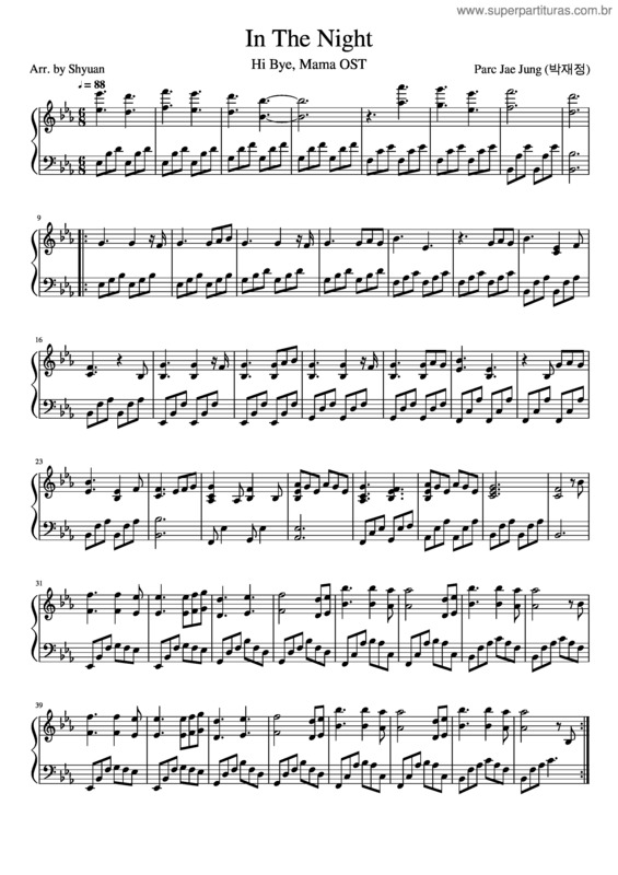Partitura da música In The Night
