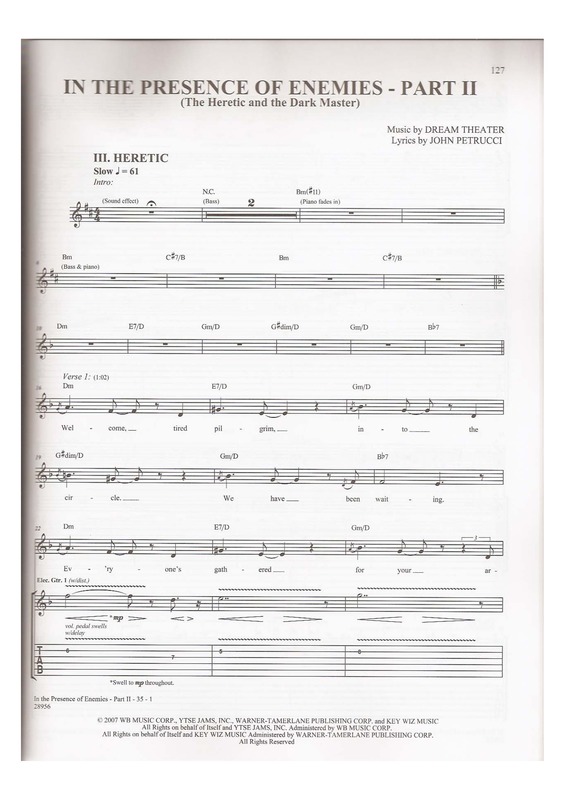 Partitura da música In The Presence Of Enemies