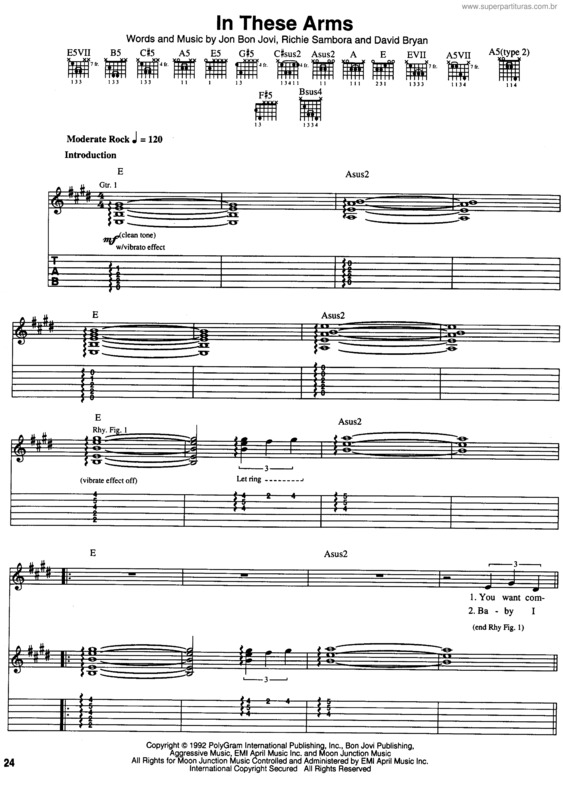 Partitura da música In These Arms