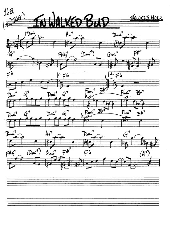 Partitura da música In Walked Bud