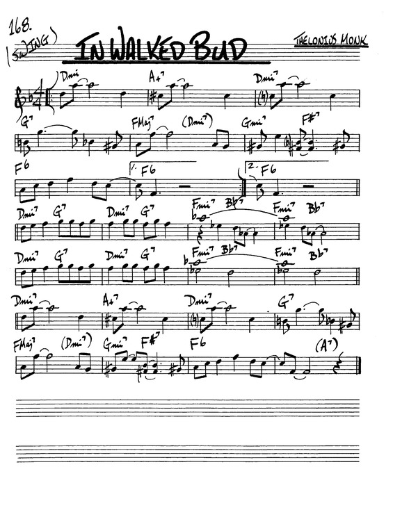 Partitura da música In Walked Bud