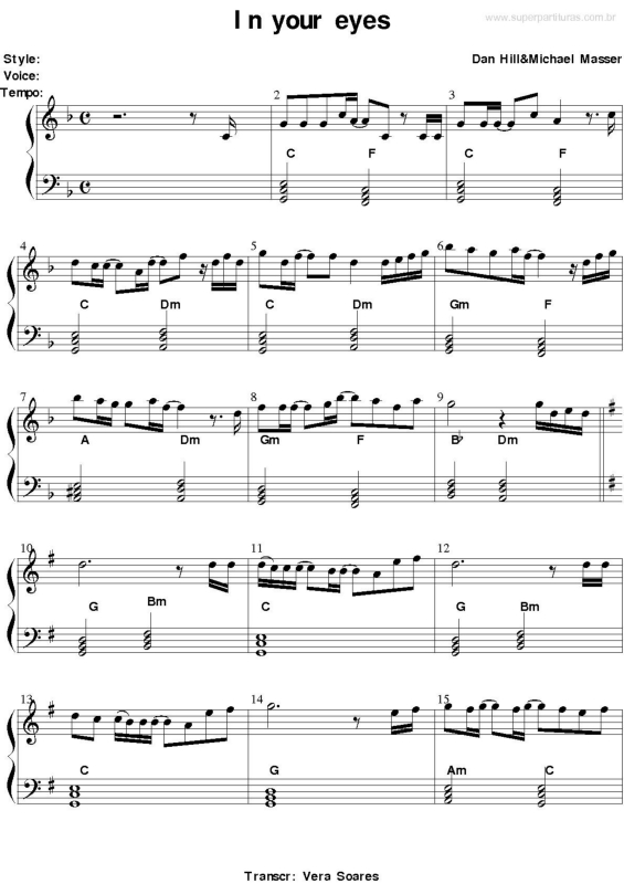 Partitura da música In Your Eyes