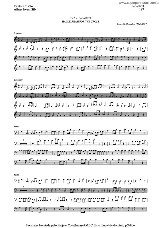Partitura da música Inabalável v.3