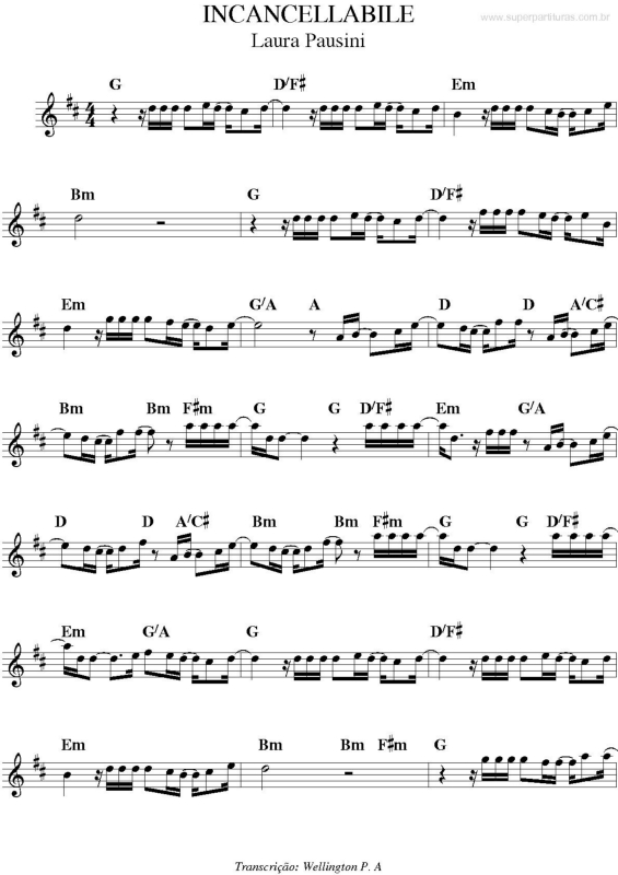 Partitura da música Incancellabile