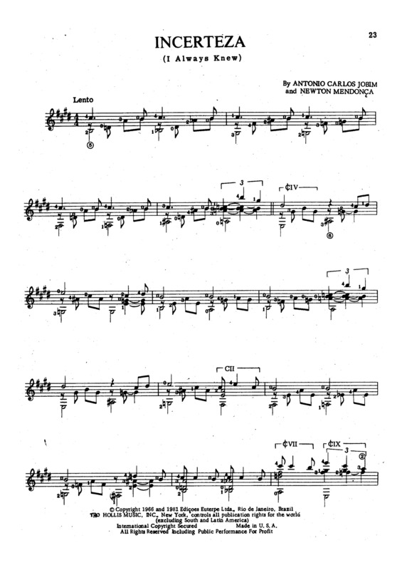 Partitura da música Incerteza