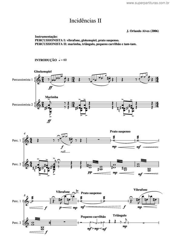 Partitura da música Incidências II