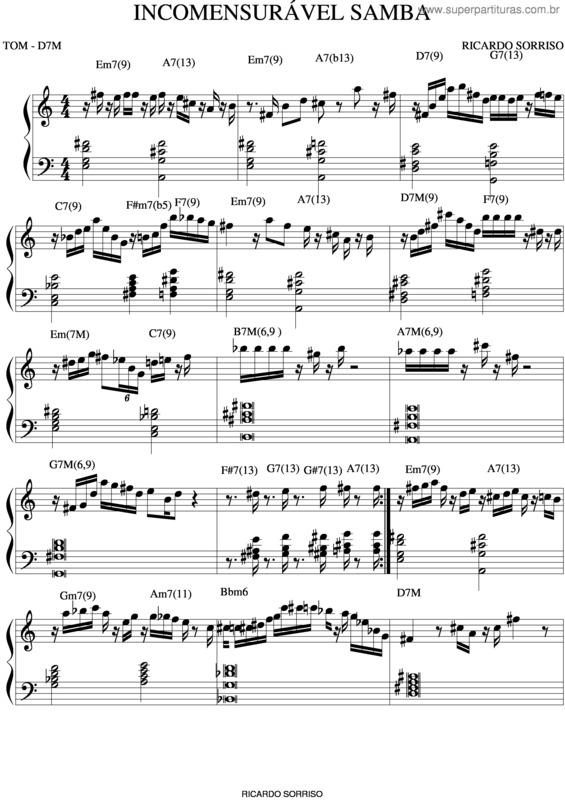 Partitura da música Incomensurável Samba