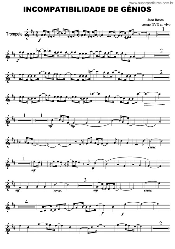 Partitura da música Incompatibilidade De Gênios v.2