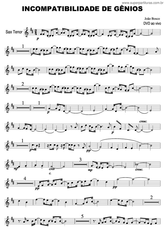 Partitura da música Incompatibilidade De Gênios