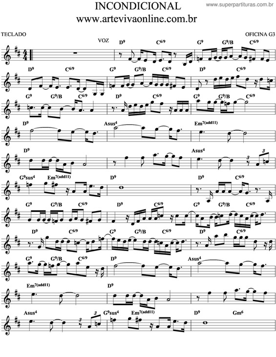 Partitura da música Incondicional v.2