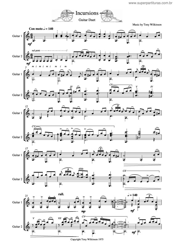 Partitura da música Incursions