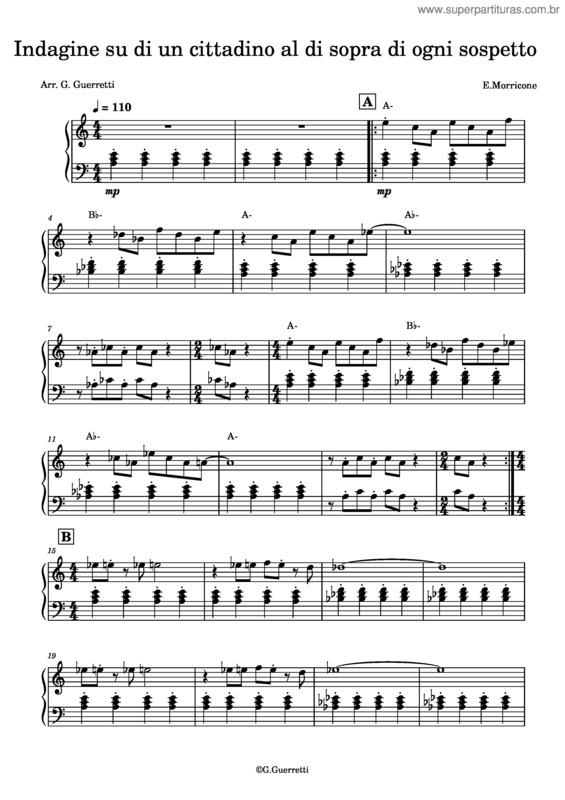 Partitura da música Indagine Su Di Un Cittadino Al Di Sopra Di Ogni Sospetto – E.Morricone Indagine Su Di Un Cittadino Al Di Sopra Di Ogni Sospetto – E.Morricone