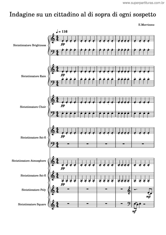 Partitura da música Indagine Su Di Un Cittadino Al Di Sopra Di Ogni Sospetto – Ennio Morricone v.2
