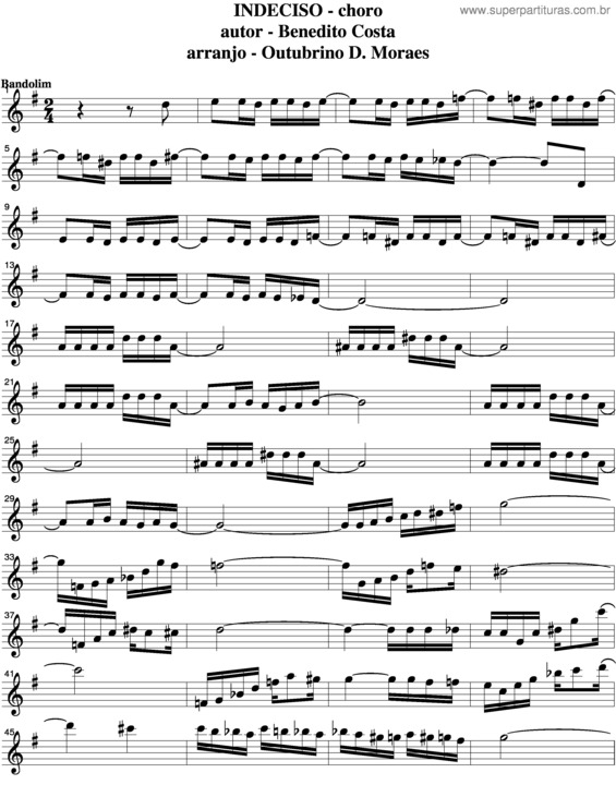 Partitura da música Indeciso