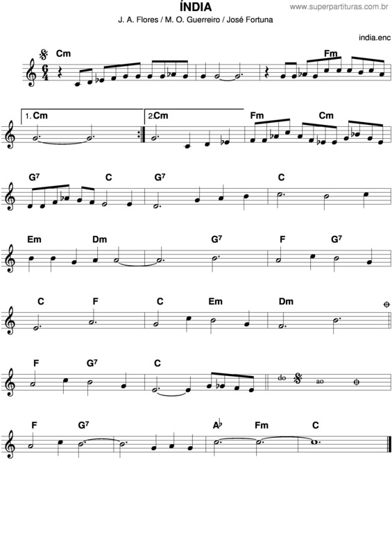 Partitura da música Índia v.10