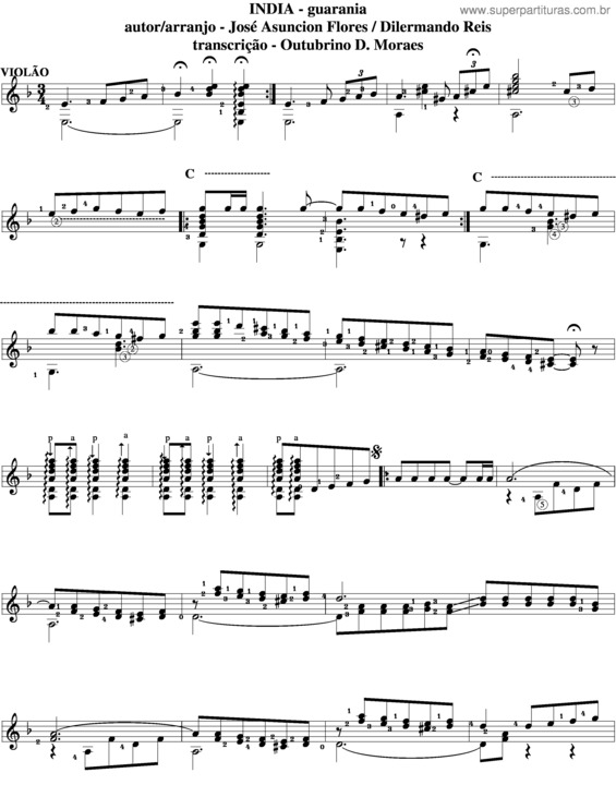 Partitura da música Índia v.11