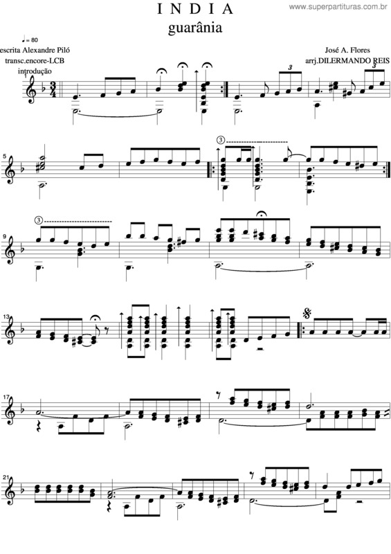 Partitura da música Índia v.4