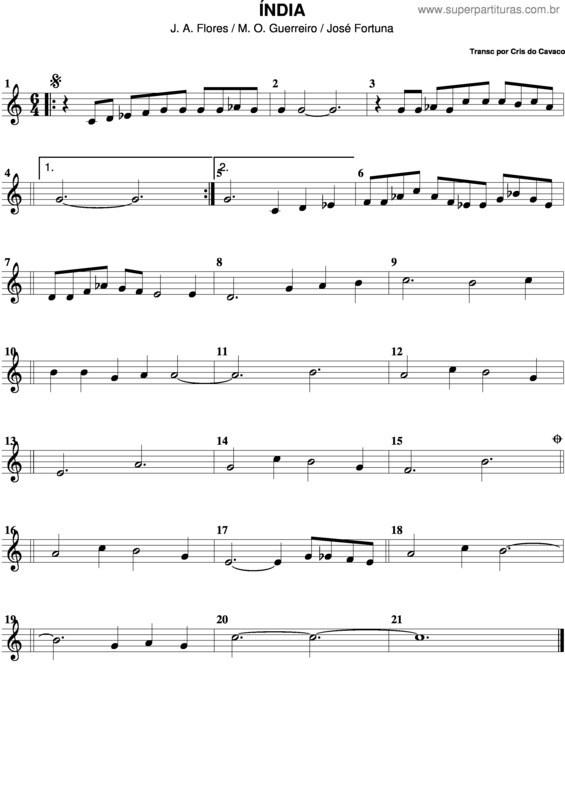 Partitura da música Índia v.9