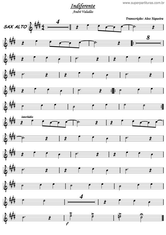 Partitura da música Indiferente