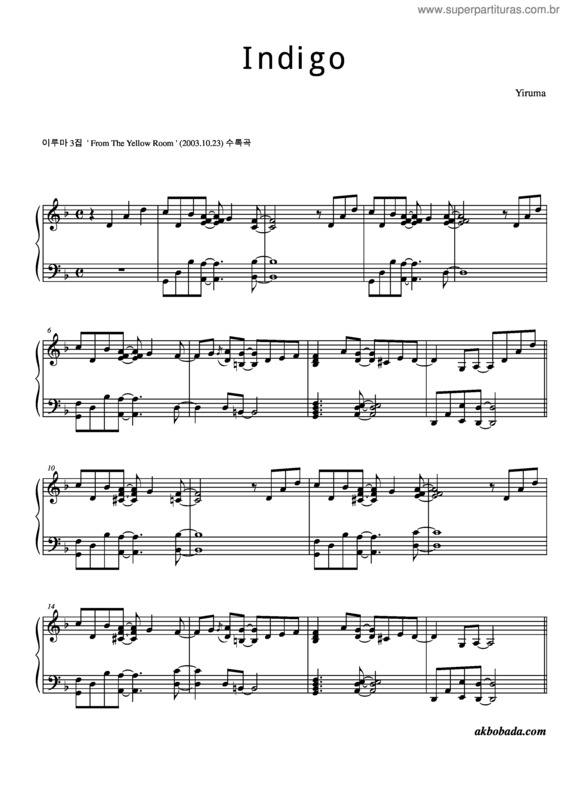 Partitura da música Indigo