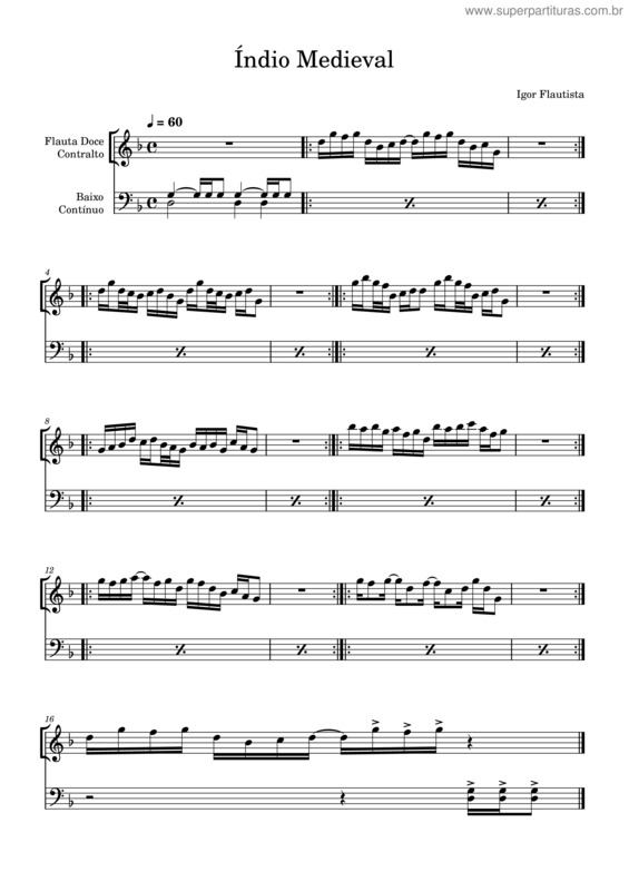 Partitura da música Índio Medieval – Igor Flautista