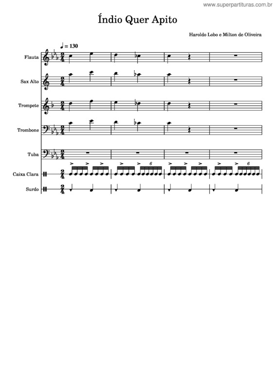Partitura da música Índio Quer Apito – Haroldo Lobo E Milton De Oliveira