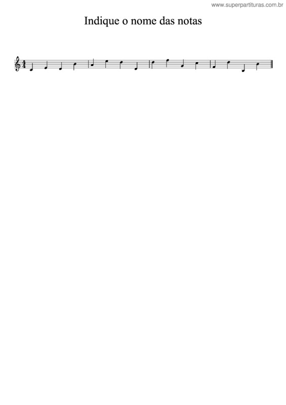 Partitura da música Indique O Nome Das Notas