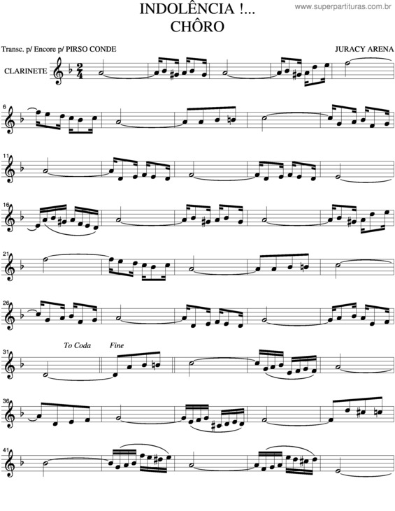 Partitura da música Indolencia