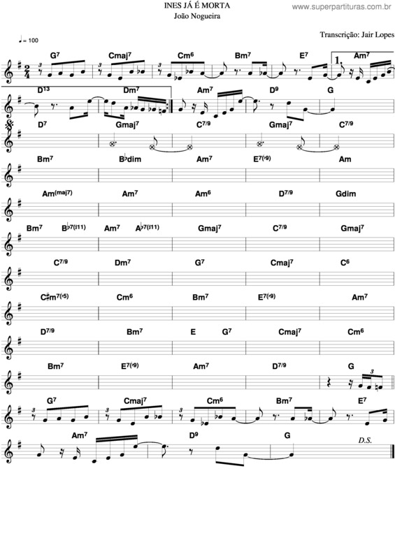 Partitura da música Ines Morta