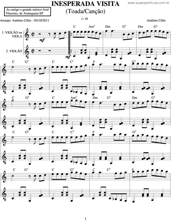 Partitura da música Inesperada Visita