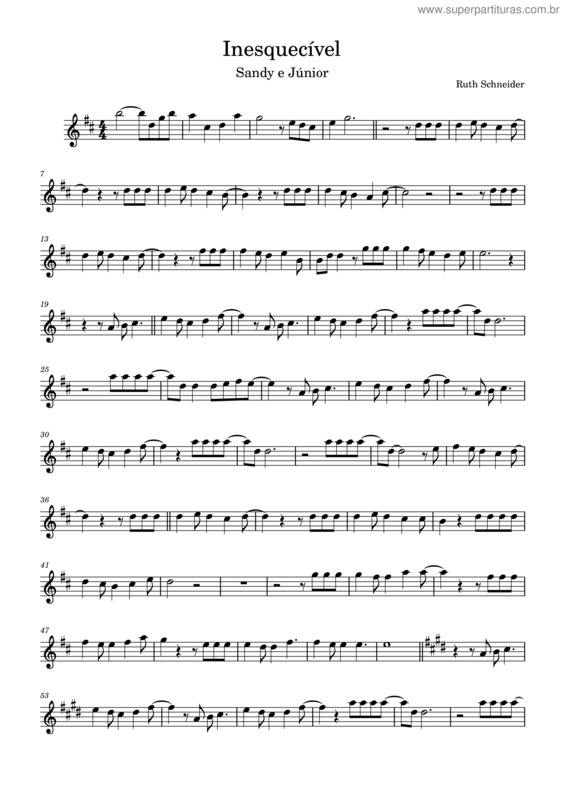 Partitura da música Inesquecível – Sandy E Junior