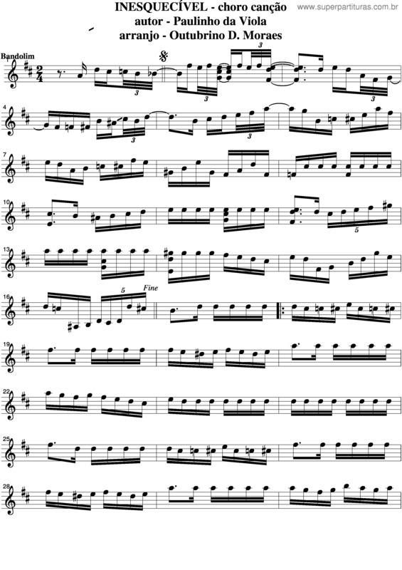 Partitura da música Inesquecível v.2