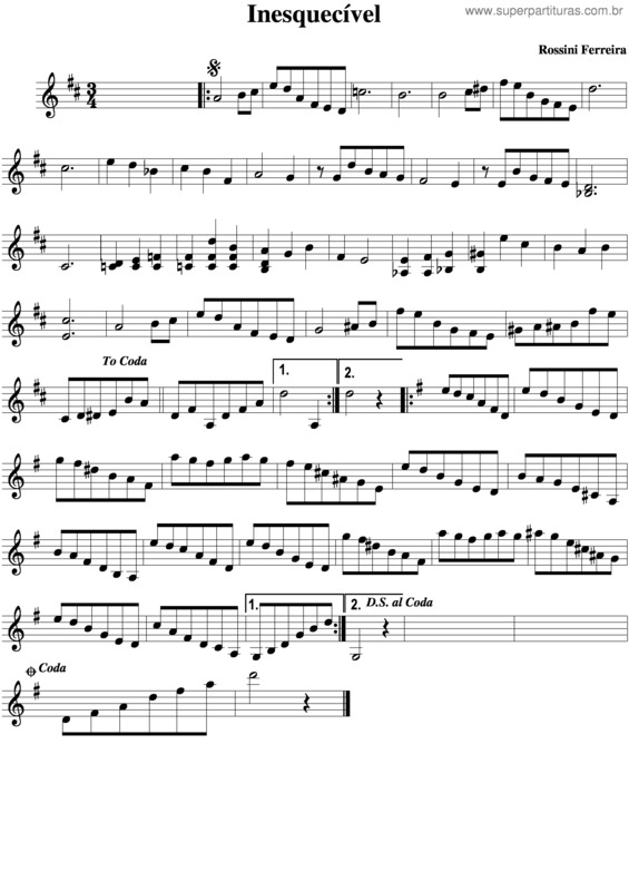 Partitura da música Inesquecível