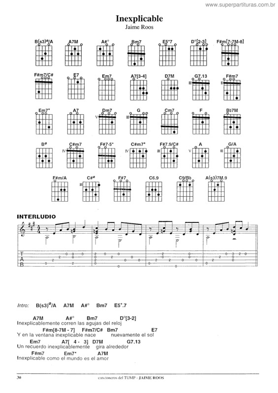 Partitura da música Inexplicable