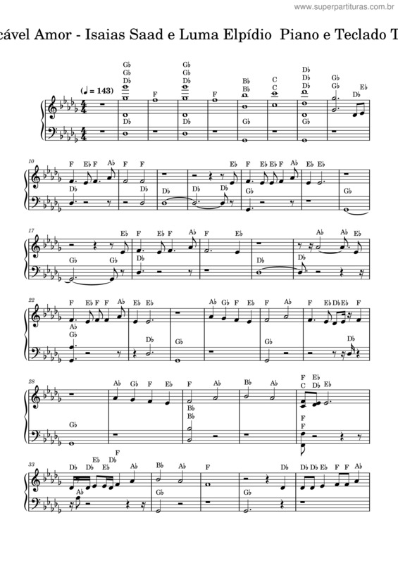 Partitura da música Inexplicável Amor