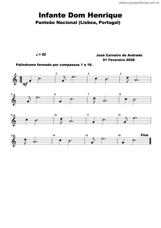 Partitura da música Infante Dom Henrique