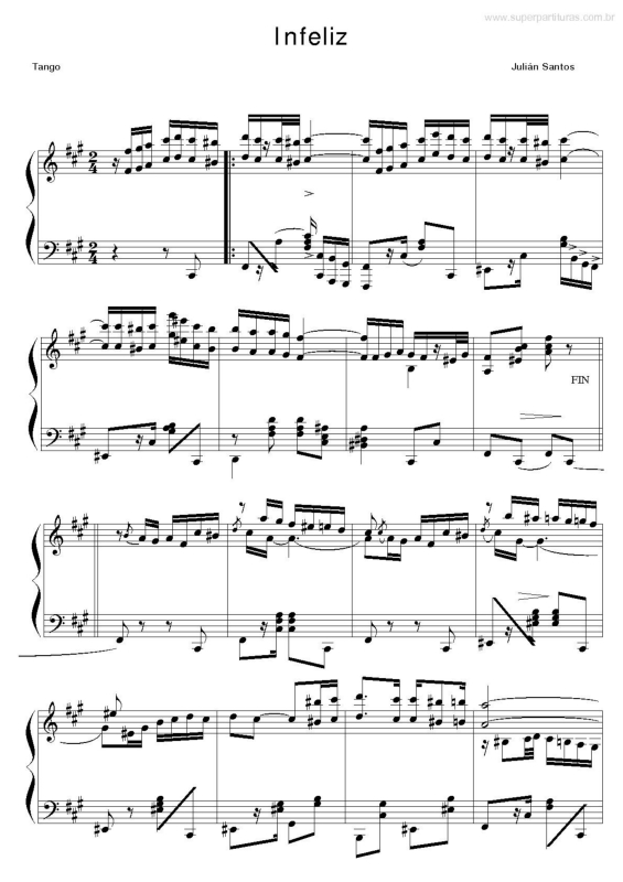 Partitura da música Infeliz