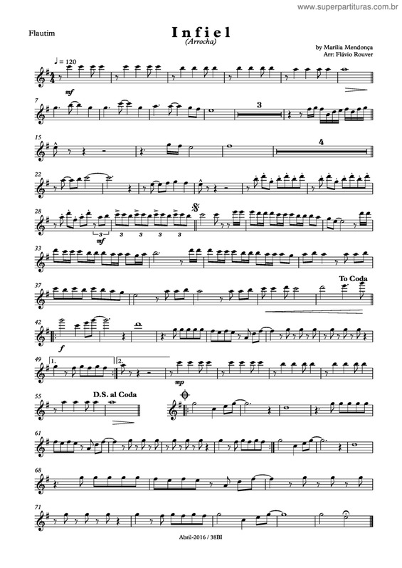 Partitura da música Infiel V.2