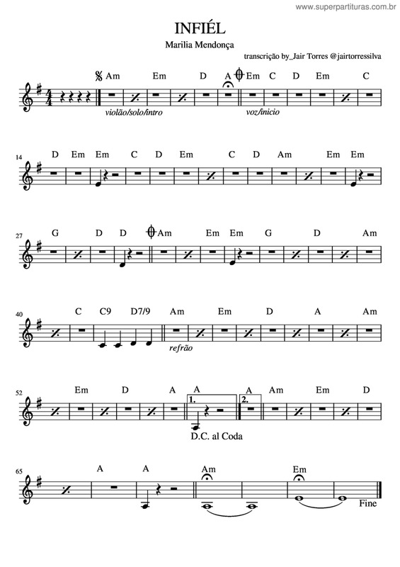 Partitura da música Infiel v.3