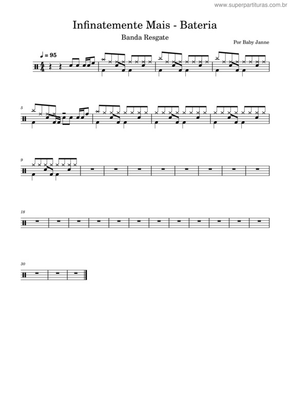 Partitura da música Infinatemente Mais – Banda Resgate