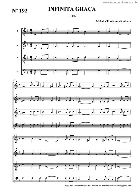 Partitura da música Infinita Graça v.2