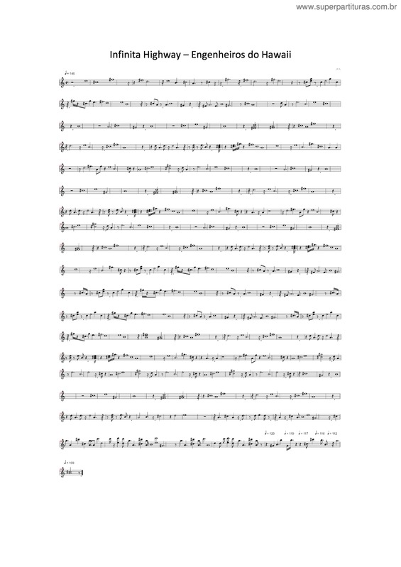 Partitura da música Infinita Highway