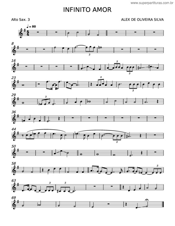 Partitura da música Infinito Amor – Alex De Oliveira Silva