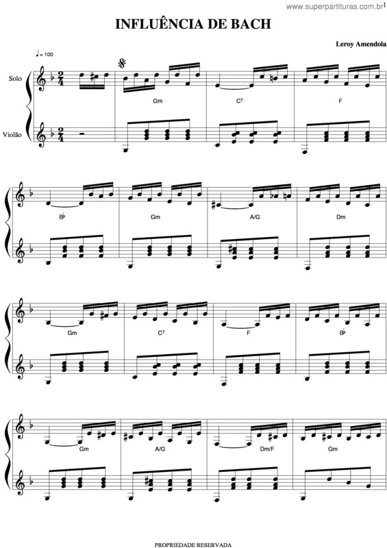Partitura da música Influência De Bach